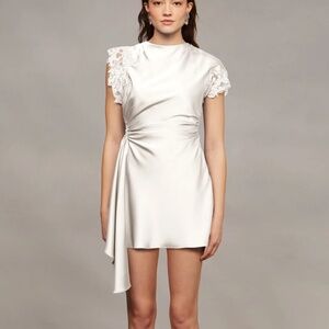 AMUR 'Zina' Ruched Mini Dress in Ivory (NWT)